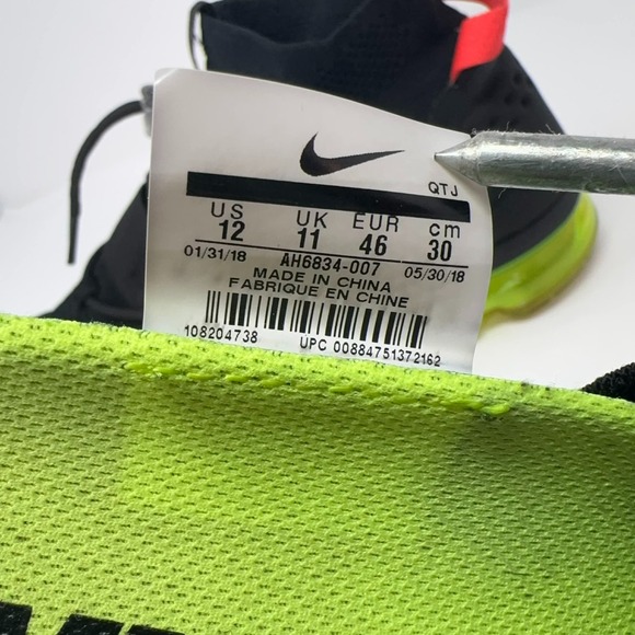 Nike Air VaporMax Utility Flyknit Black Volt AH6834-007 Men\'s 12 Running Shoes main image 6